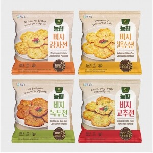 홍천콩 생비지전 4종(감자,옥수수,녹두,고추)/홍천콩 100% 냉동간편요리 300g/해모운